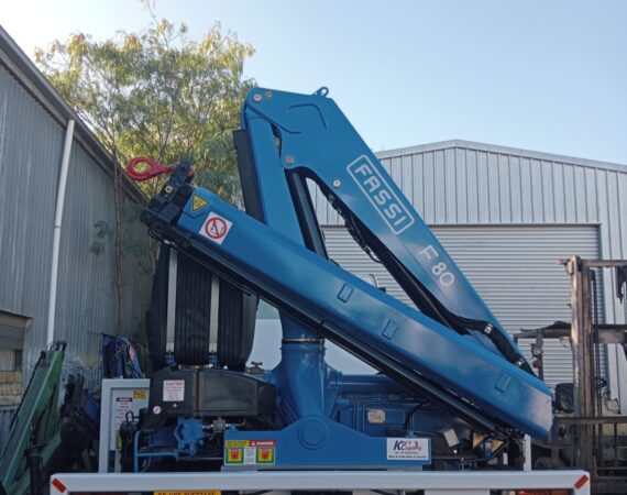 Image of Fassi F80 crane: a compact and versatile hydraulic truck-mounted crane designed for efficient lifting and maneuverability. Excellent Material Handling Equiptment